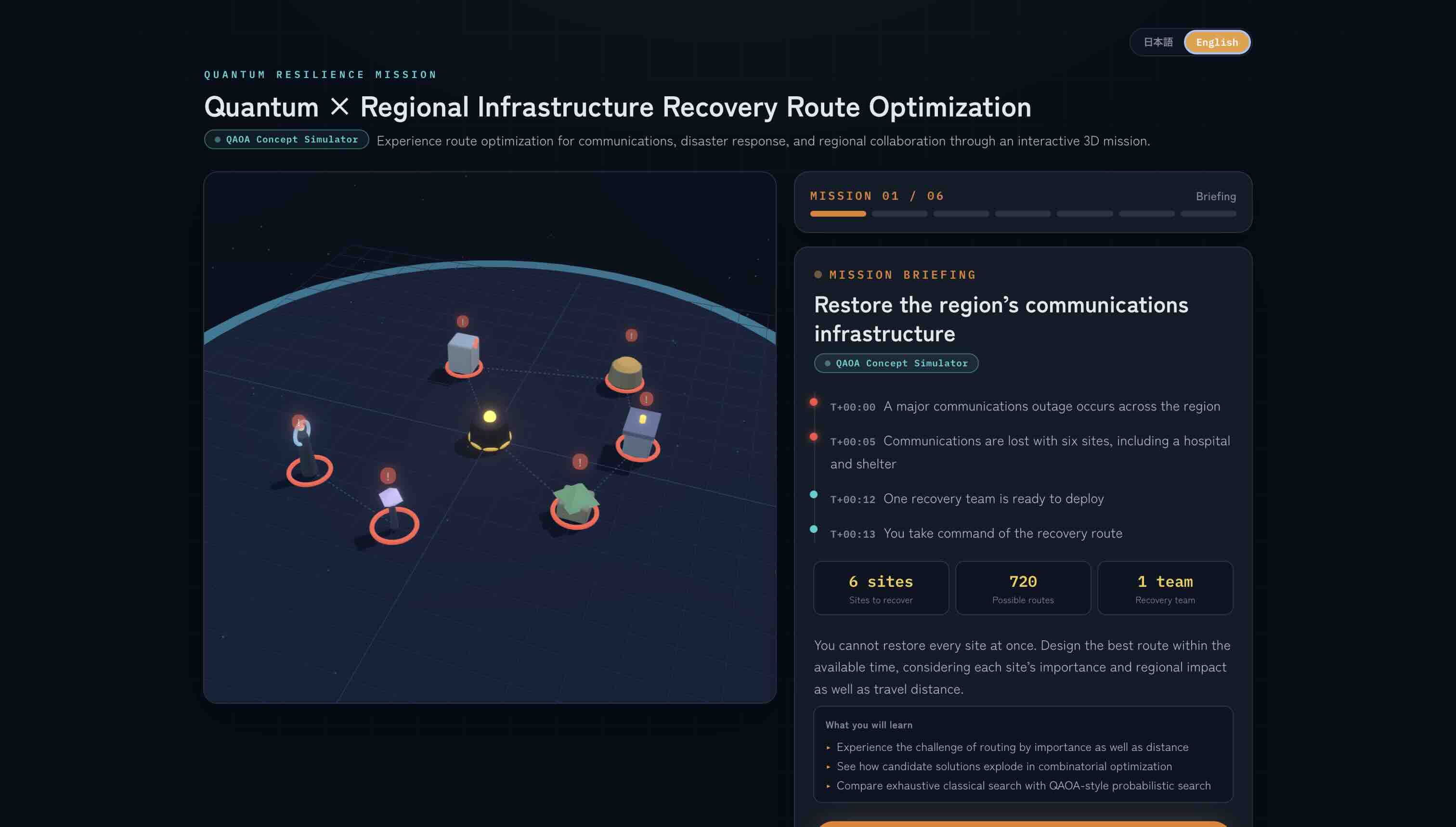 Quantum Resilience Missionの地域マップ画面